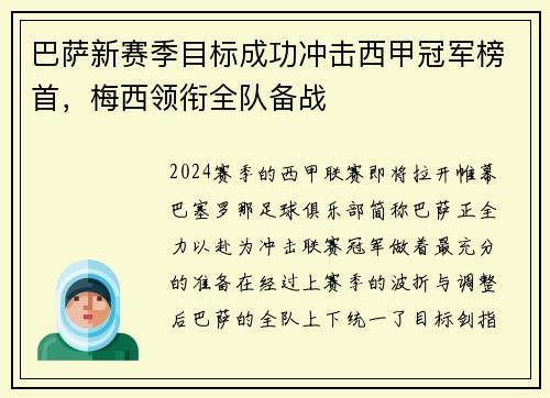 巴萨新赛季目标成功冲击西甲冠军榜首，梅西领衔全队备战